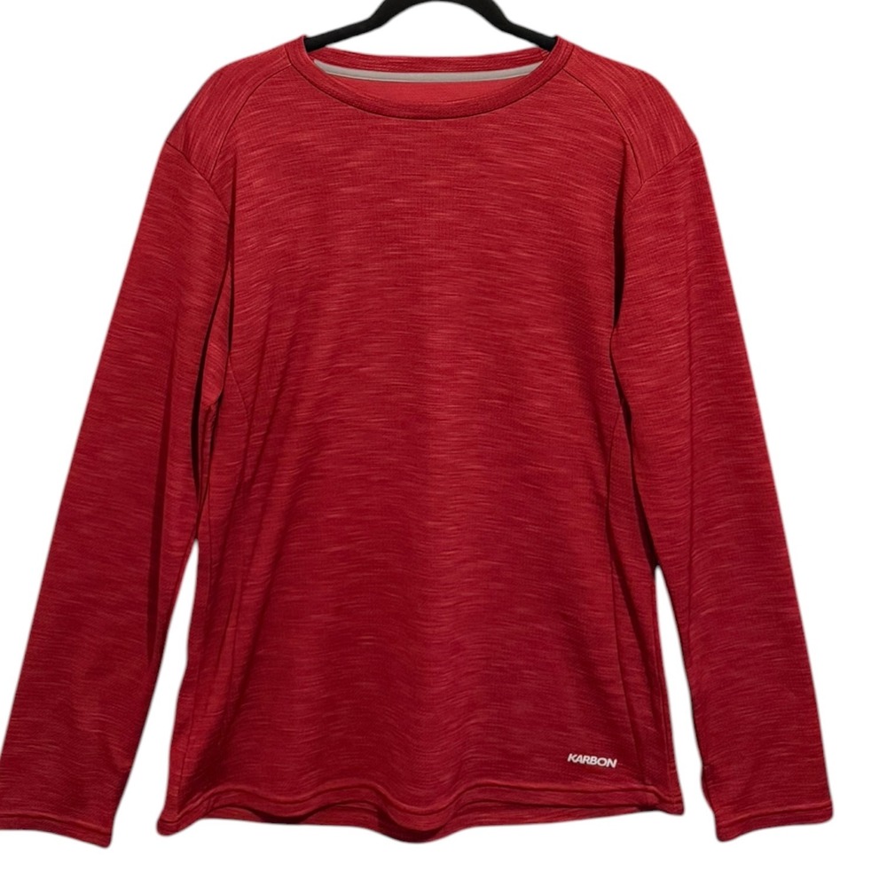 Karbon Thermolite Men's Red Heathered Long Sleeve Thermal Shirt Size L Layering